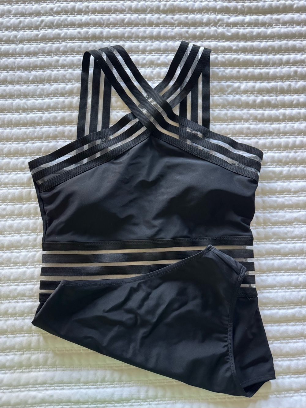 Pink Lily One Piece Swimsuit with Sheer Details - Black (Small) LIKE NEW - Picture 3 of 5